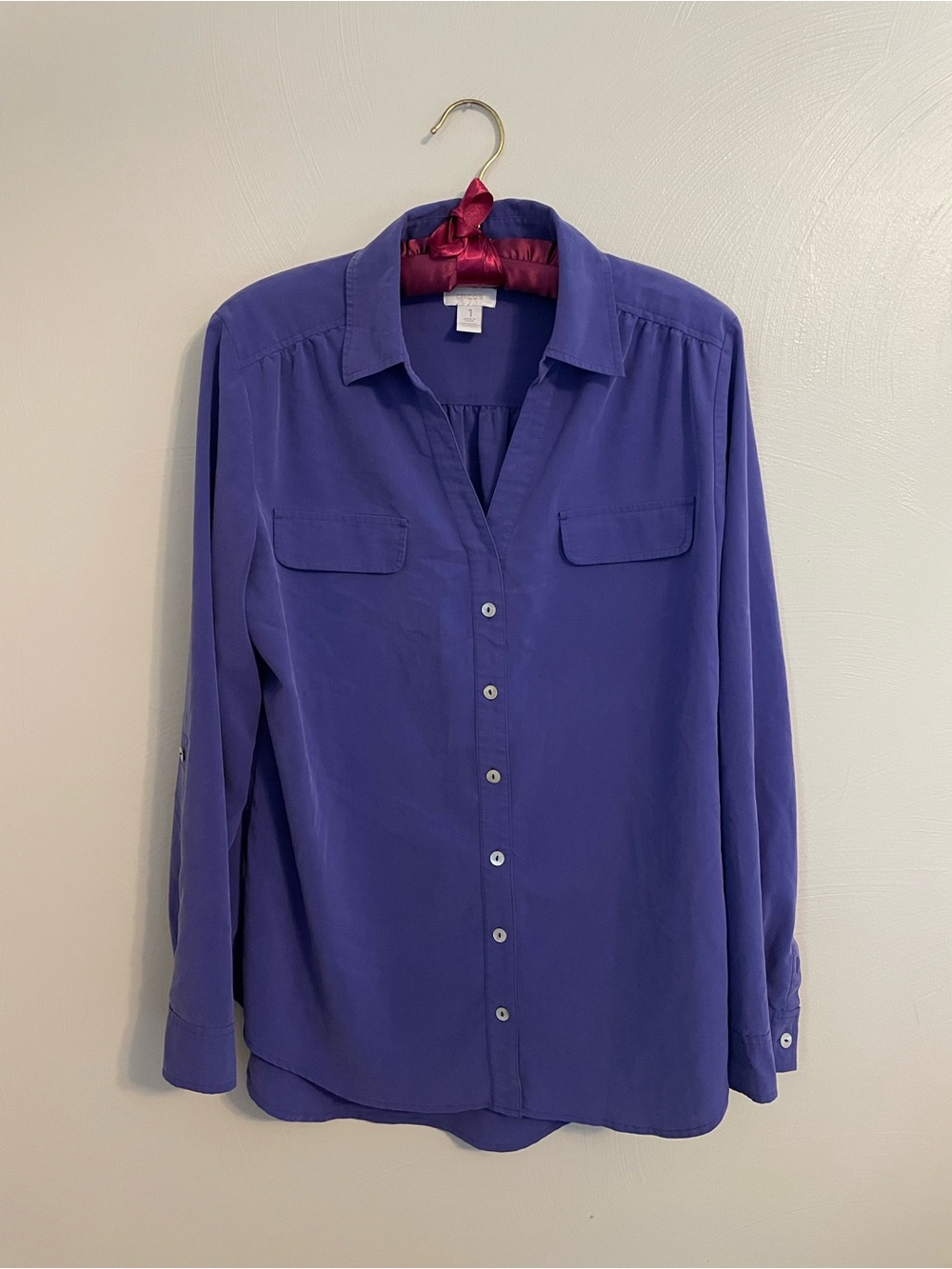Chicos Purple Button Up Blouse Size 1/medium